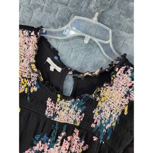 Maurices‎ Floral Smocked Top Black Pink Boho Flutter Sleeve Blouse Plus Size 3